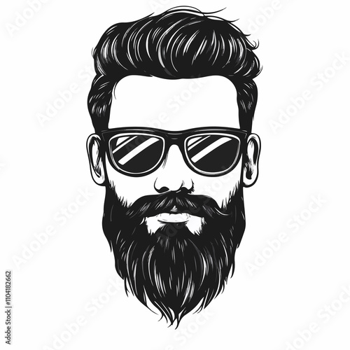 Modern Hipster Man Head Design Vector Illustration photo