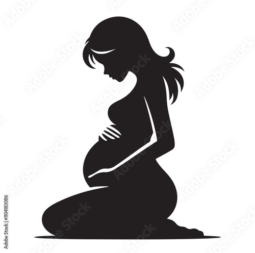 pregnant lady silhouette vector illustration