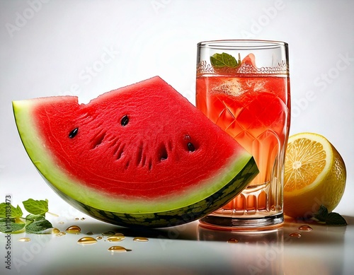 Wassermelone mit Limonadenglas für moderne Foodkampagnen photo