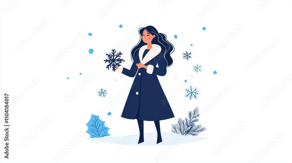 Woman enjoying winter snow and snowflakes. Woman enjoying winter snow and snowflakes.
