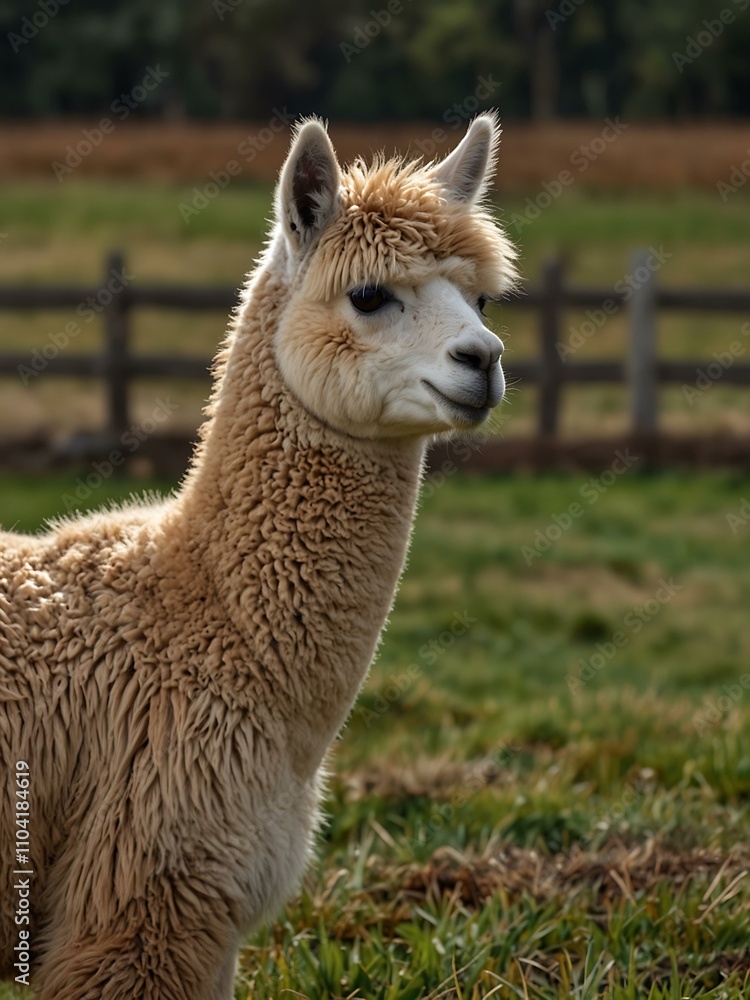 Obraz premium Alpaca in the field.