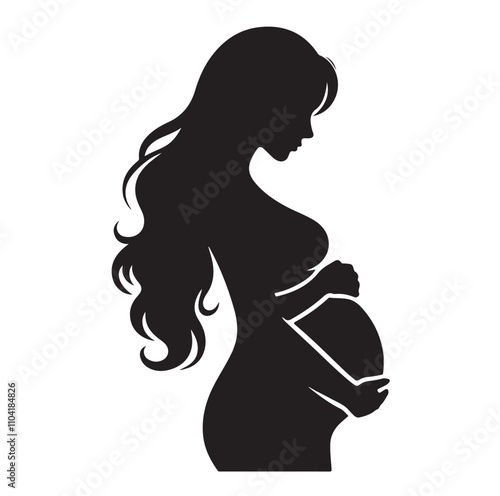 pregnant lady silhouette vector illustration