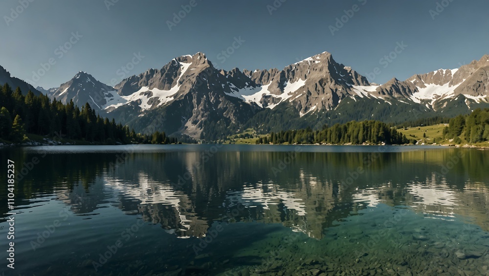 Alpine mountain lake panorama. Alpine mountain lake panorama.