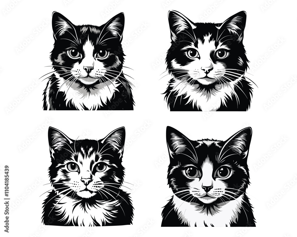 cat black and white isolated icon. cat black and white isolated icon.