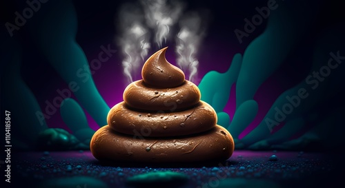 Hot Steamy Poop, Pile of Excrement, Stinky Vibrant Feces, Defecation Dung Matter, Gross Splatter and Ooze