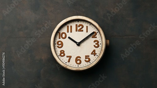Wallpaper Mural Analog clock with vintage design on textured dark surface showing time at 10:10 with beige and bronze color scheme Torontodigital.ca