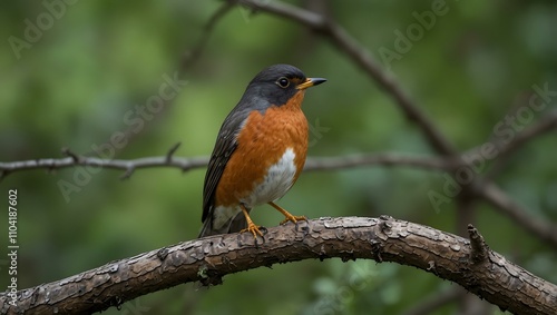 American robin perched on a branch.