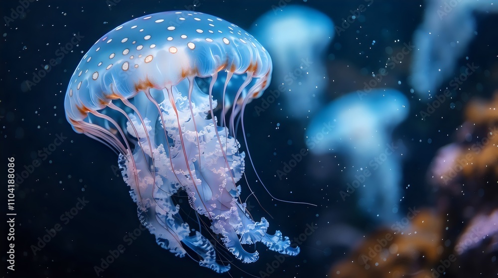 Fototapeta premium A jellyfish is floating in the water