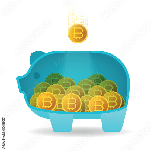 Bitcoin crypto currency savings financial vector concept