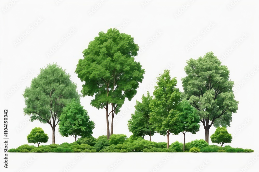 Fototapeta premium Trees isolated on white background, tropical trees isolated used for design, advertising and architecture