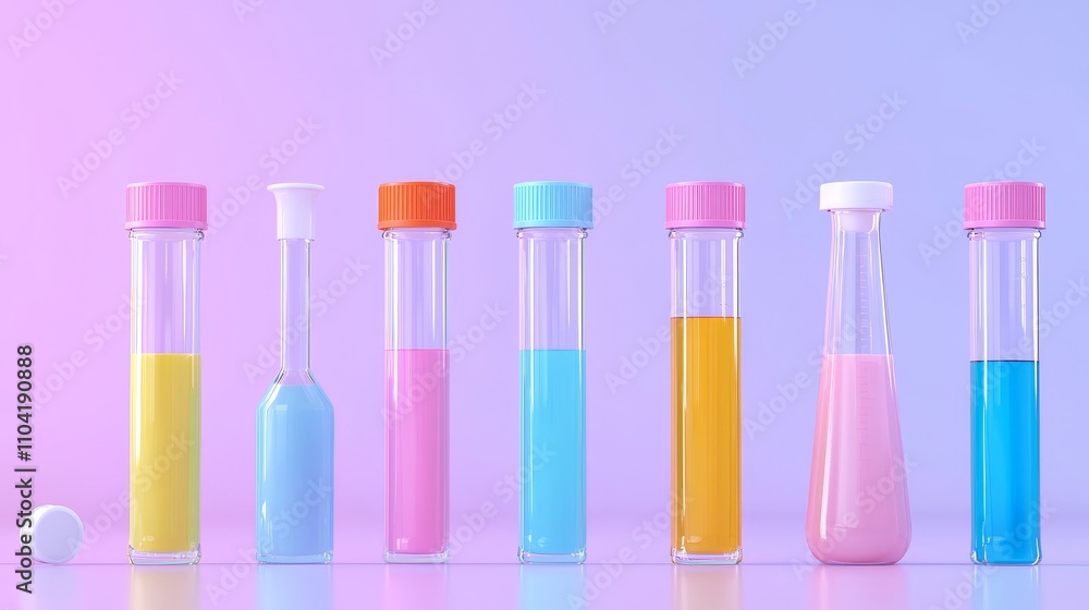 In chemical engineering and material science, colorful test tubes symbolize innovation. In chemical engineering and material science, colorful test tubes symbolize innovation.