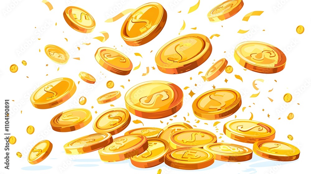 Gold Coins Falling from the Sky in a Money Explosion, Representing Wealth, Earning, and Financial Prosperity in a Dynamic Display Gold Coins Falling from the Sky in a Money Explosion, Representing Wealth, Earning, and Financial Prosperity in a Dynamic Display