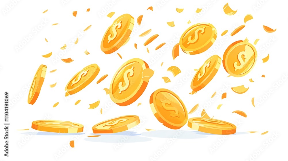 Gold Coins Falling from the Sky in a Money Explosion, Representing Wealth, Earning, and Financial Prosperity in a Dynamic Display Gold Coins Falling from the Sky in a Money Explosion, Representing Wealth, Earning, and Financial Prosperity in a Dynamic Display