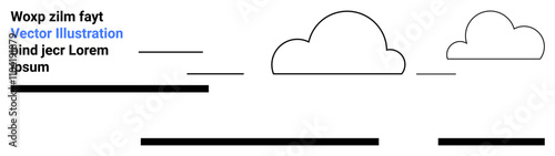 Clouds with text blocks and lines in a minimalist layout. Ideal for website design, educational content, digital marketing, business presentations, infographics, brochures, and promotional materials