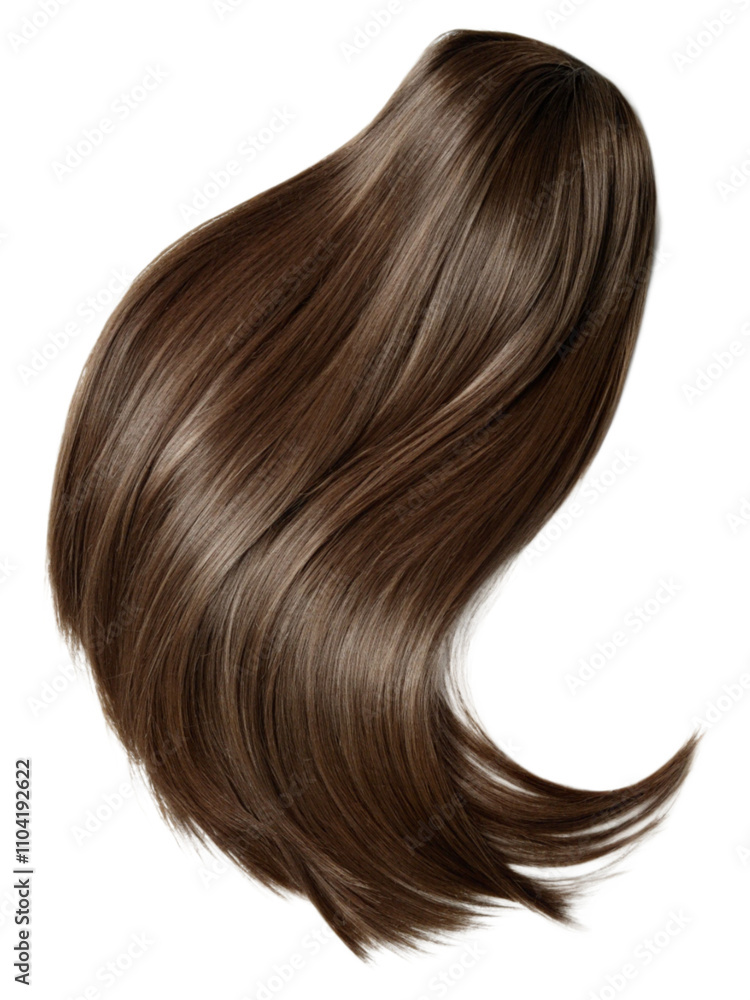 Realistic photo of a smooth silky strand of hair isolated on white or transparent background Realistic photo of a smooth silky strand of hair isolated on white or transparent background