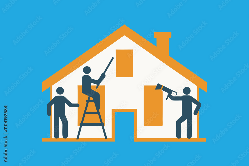 Home Repair Contractors vector art illustration. Home Repair Contractors vector art illustration.