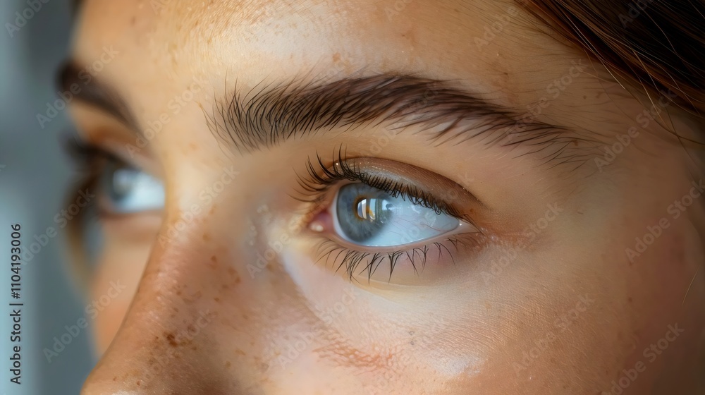Fototapeta premium A woman with brown hair and blue eyes