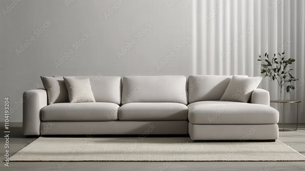 Cozy contemporary living room with light sofa and plant decor Cozy contemporary living room with light sofa and plant decor