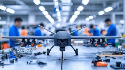 Wallpaper Mural An assembly line drone symbolizes innovation in UAV technology and precision manufacturing. Torontodigital.ca