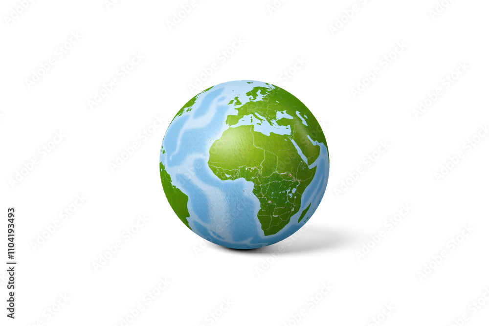Earth globe with green and blue accents on white background Earth globe with green and blue accents on white background