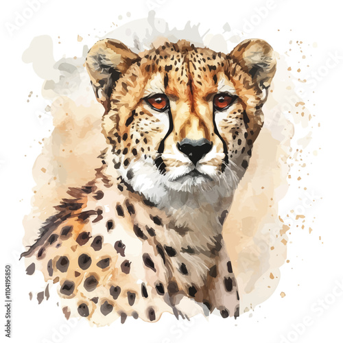 A watercolor drawing of Cheetah, isolated on a white background. Cheetah vector. photo