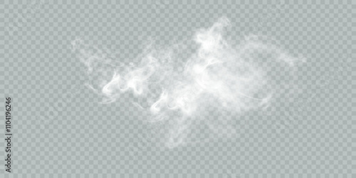 White fog or smoke isolated on transparent background. White clouds, fog or smog. special overlay effect. Vector PNG