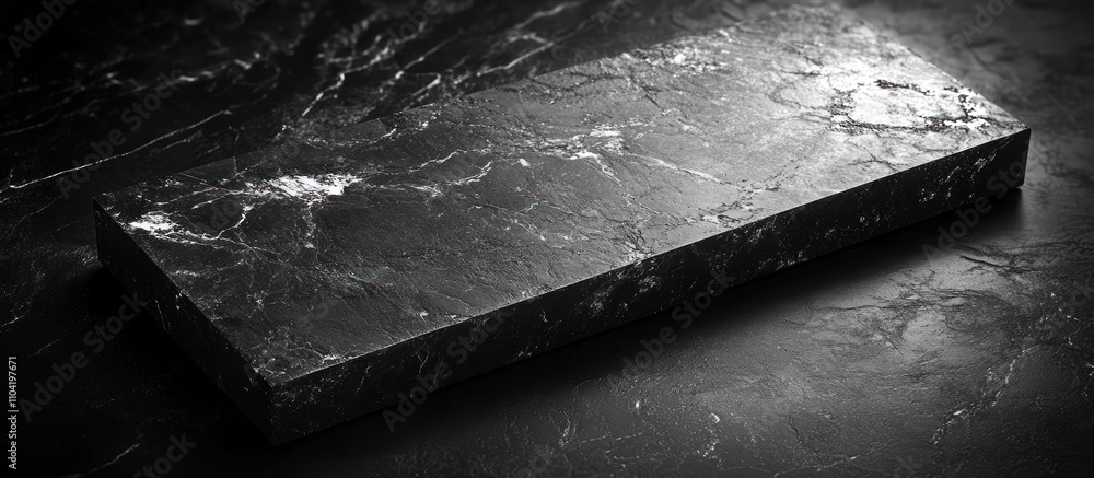 A sleek black marble slab with a polished surface, ideal for design and culinary purposes. A sleek black marble slab with a polished surface, ideal for design and culinary purposes.