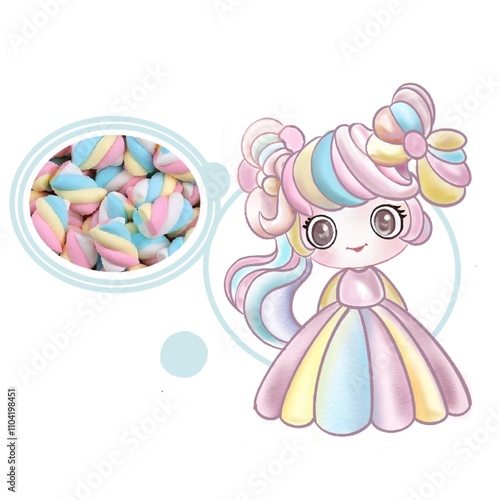 Wallpaper Mural The little girl is a marshmallow with rainbow colors, sweet and airy Torontodigital.ca