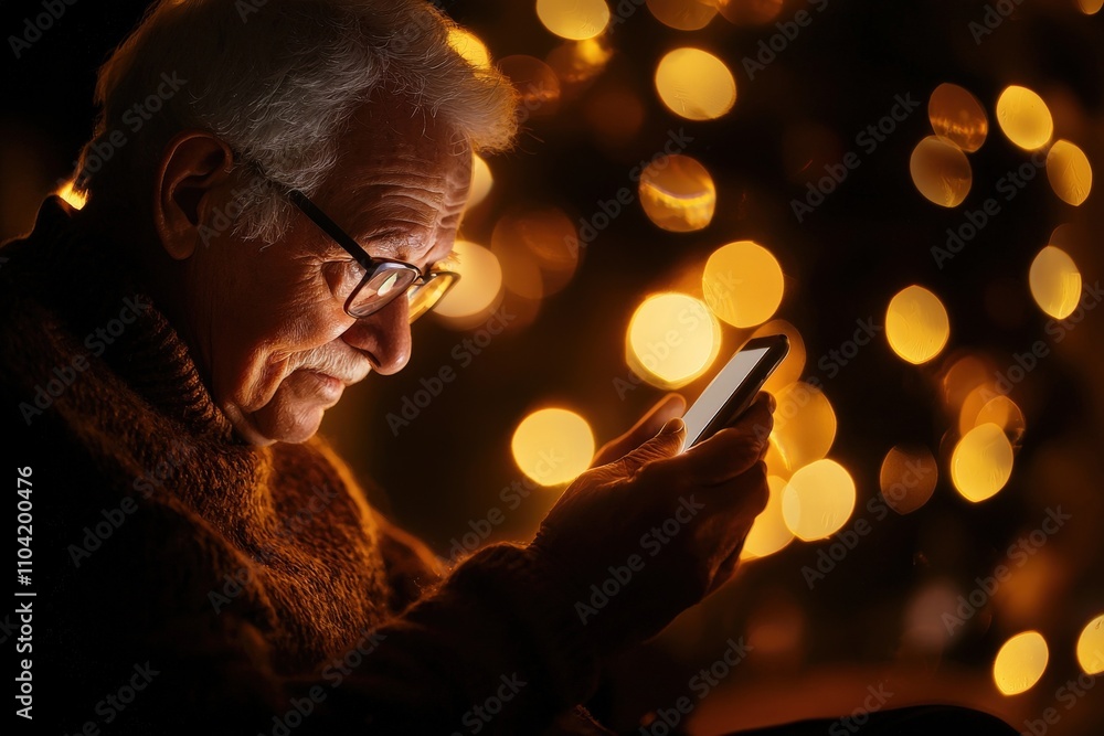 Grandparent reading a text message about a fake emergency, symbolizing family-targeted scams.