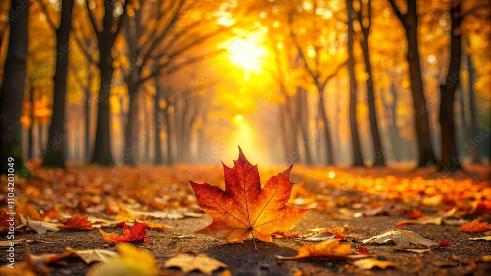 Autumn Leaves Under Golden Sunlight in a Forest Autumn Leaves Under Golden Sunlight in a Forest