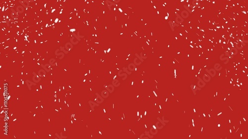 Snowfall on red background. New Year festive background
