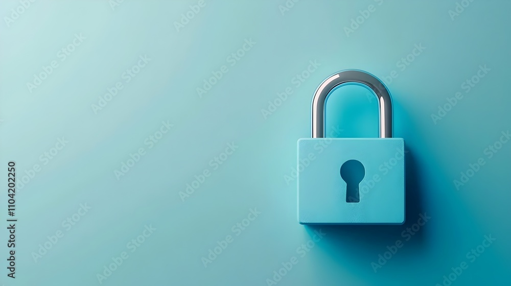 Flat design padlock graphic on blue background Flat design padlock graphic on blue background