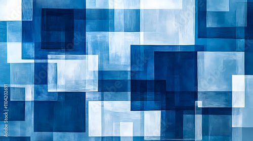 Abstract geometric background with blue and white overlapping translucent squares and rectangles. modern design ideal for presentations. Geometric. Illustration photo