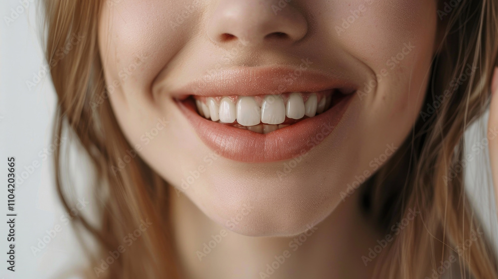 Close-Up of a Smiling Woman with Natural Makeup and Healthy Teeth Showcasing Joy and Positivity in a Bright, Cheerful Setting Close-Up of a Smiling Woman with Natural Makeup and Healthy Teeth Showcasing Joy and Positivity in a Bright, Cheerful Setting