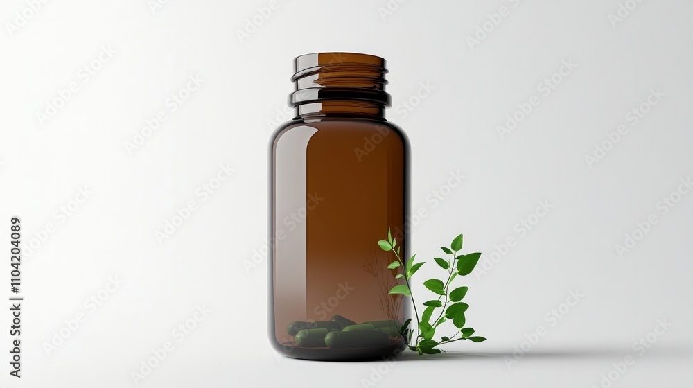 Amber glass bottle mockup for pills, with a minimalist design.
Amber glass bottle mockup for pills, with a minimalist design.