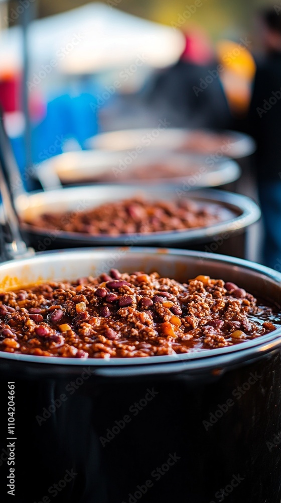 Various crockpot dishes simmer at a bustling outdoor event, offering the community delicious options and an opportunity to explore savory flavors together Various crockpot dishes simmer at a bustling outdoor event, offering the community delicious options and an opportunity to explore savory flavors together