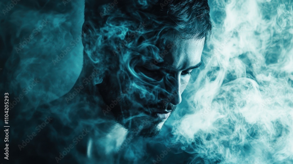A contemplative figure surrounded by ethereal smoke, evoking a sense of introspection. A contemplative figure surrounded by ethereal smoke, evoking a sense of introspection.