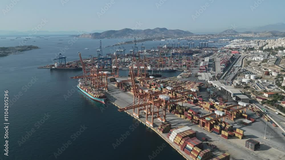 Vast Aerial Panorama of a Massive Container Terminal Vast Aerial Panorama of a Massive Container Terminal