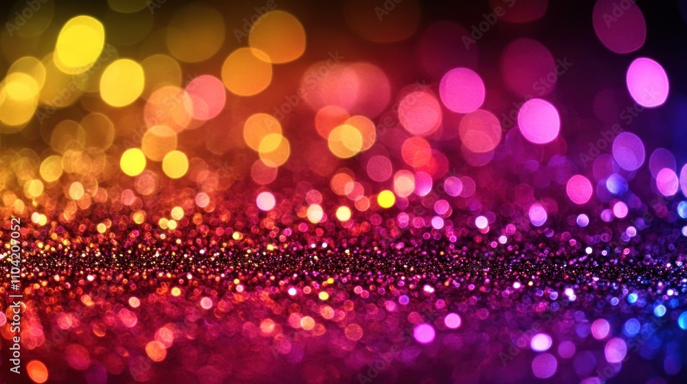 A vibrant, colorful bokeh background with shimmering lights and glitter effects. A vibrant, colorful bokeh background with shimmering lights and glitter effects.