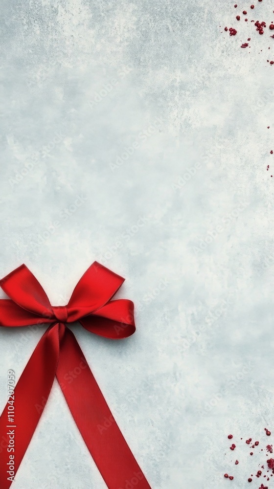 Gift box with red ribbon and holiday greenery on a light background Gift box with red ribbon and holiday greenery on a light background