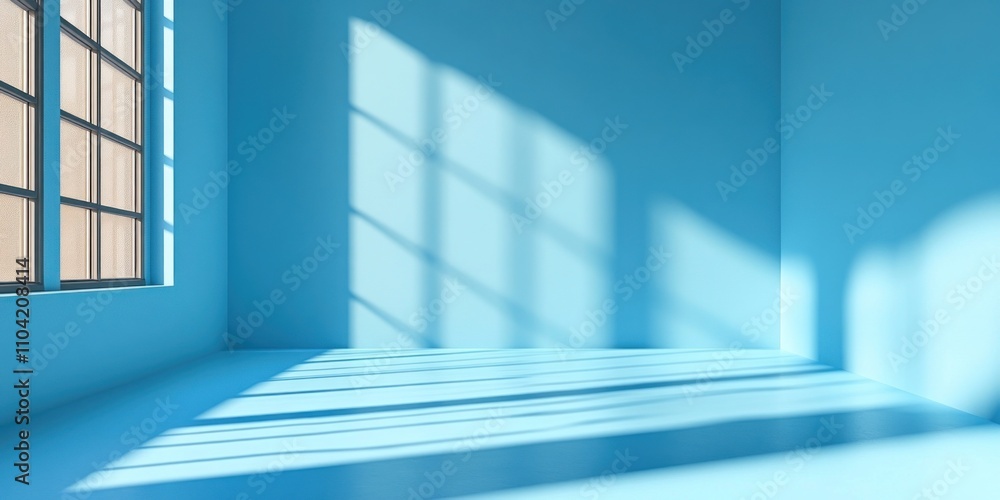 Fototapeta premium Empty room with a window and sunlight streaming in.