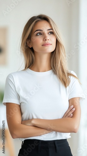 Woman gazing thoughtfully at modern art in a gallery setting during the afternoon Free Download Woman gazing thoughtfully at modern art in a gallery setting during the afternoon - GFXLoad