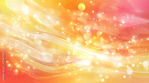 Bright radiant abstract background with flowing soft lines and playful luminous circles creating a festive holiday atmosphere