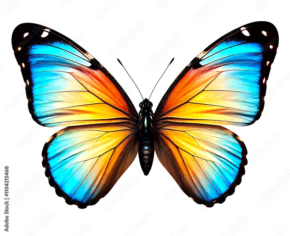 Obraz premium A stunning illustration of a butterfly, detailed with vibrant, multicolored wings, exuding elegance and beauty