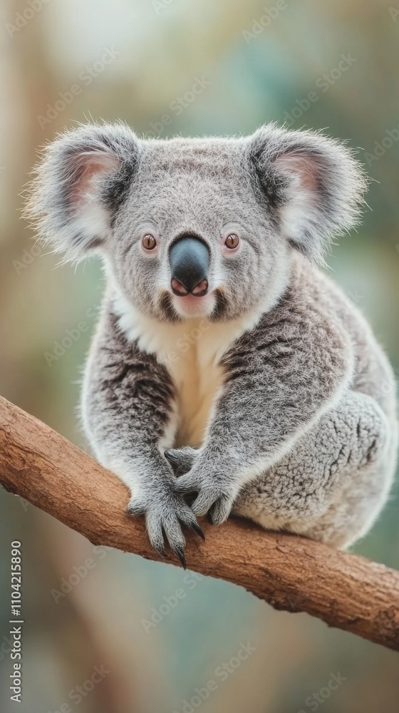 Obraz premium Adorable koala resting on tree branch in the forest during daylight hours