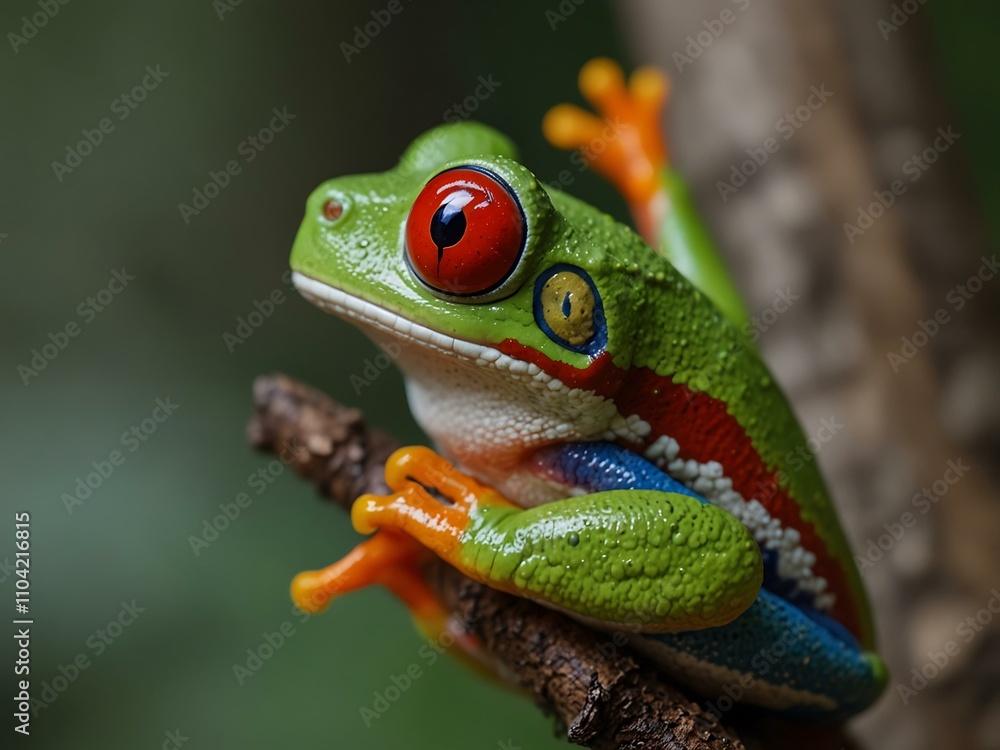 Another red-eyed tree frog in its natural habitat. Another red-eyed tree frog in its natural habitat.