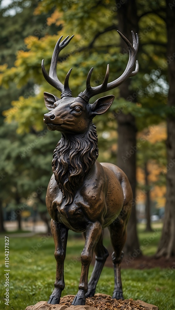 Another view of a deer statue. Another view of a deer statue.