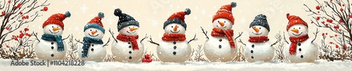 Wallpaper Mural Cute snowman illustration with snow in the winter.  Torontodigital.ca
