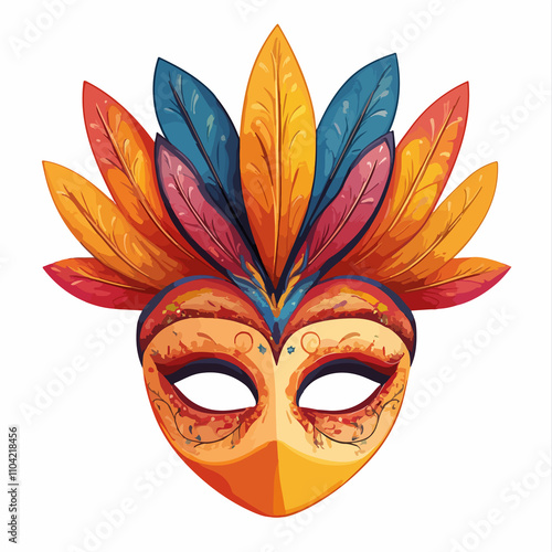 Festive Carnival Party Mask Decoration Cartoon Vector