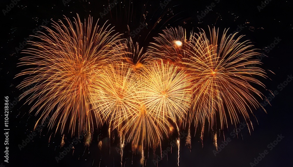 Festive fireworks in golden, creating a layered heart-shaped explosion of light and sparkles, perfect for a celebratory feel Festive fireworks in golden, creating a layered heart-shaped explosion of light and sparkles, perfect for a celebratory feel